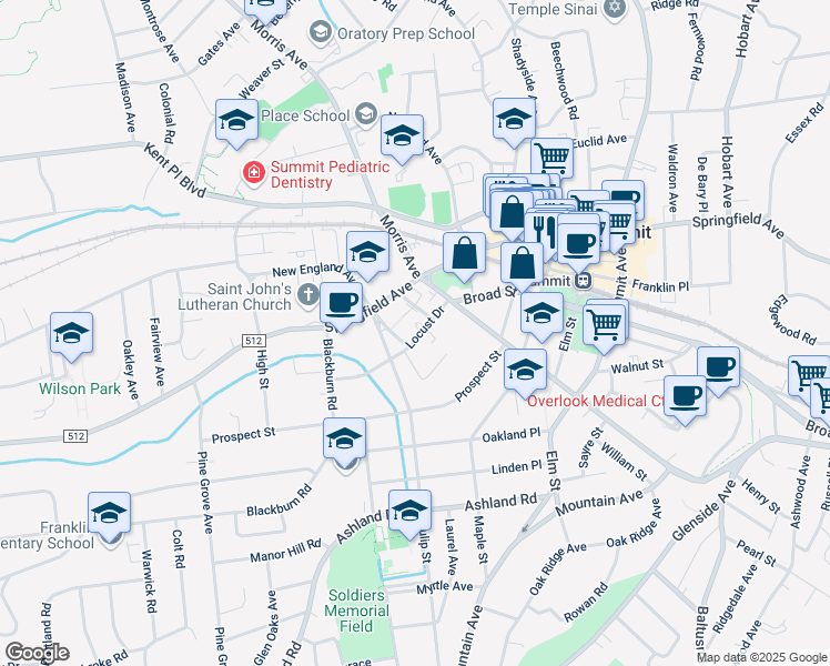 map of restaurants, bars, coffee shops, grocery stores, and more near in Summit