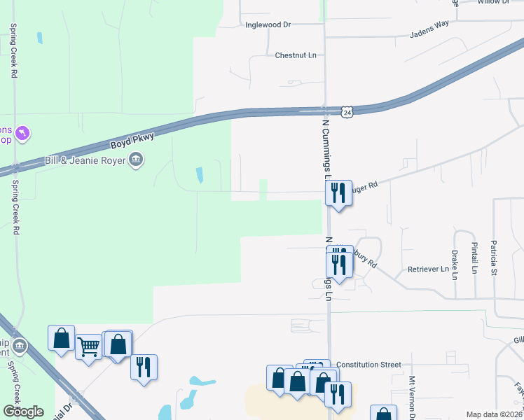 map of restaurants, bars, coffee shops, grocery stores, and more near 1932 West Cruger Road in Washington