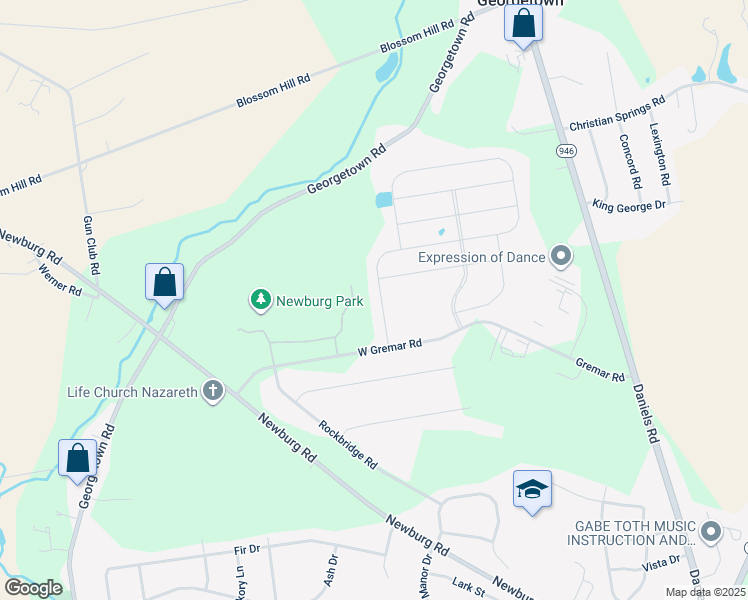 map of restaurants, bars, coffee shops, grocery stores, and more near 639 Mulberry Drive in Nazareth