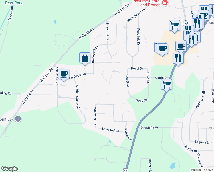 map of restaurants, bars, coffee shops, grocery stores, and more near 1572 Pine Grove Court in Mansfield
