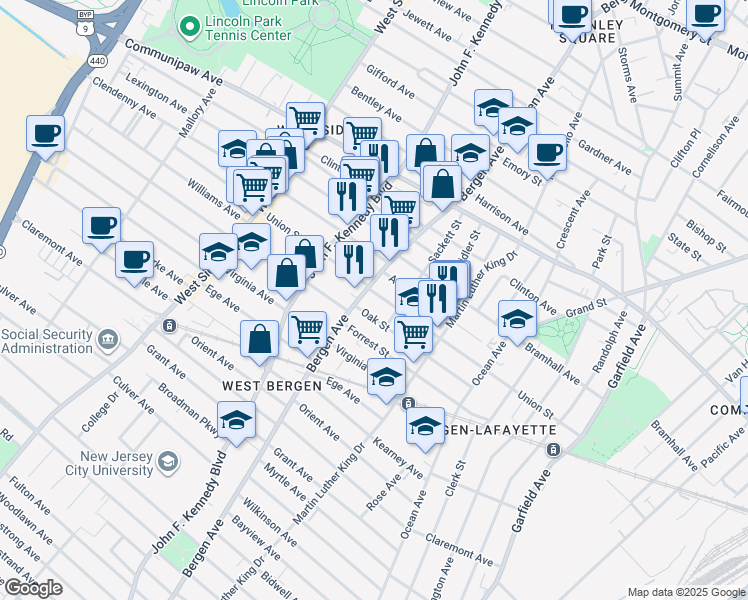 map of restaurants, bars, coffee shops, grocery stores, and more near 218 Union Street in Jersey City