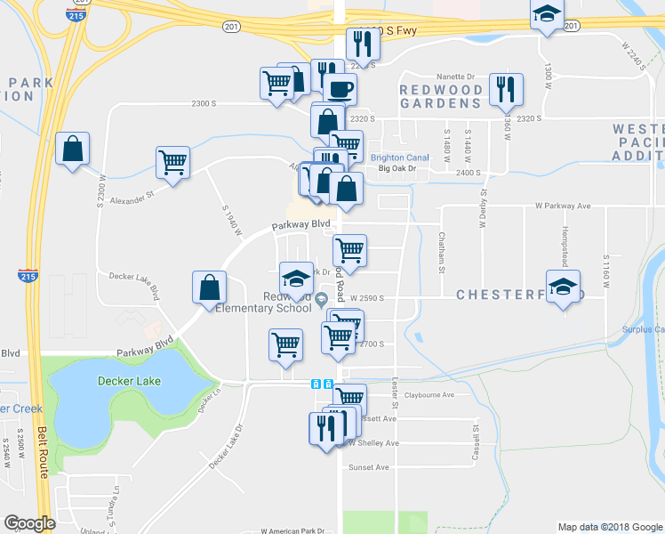 map of restaurants, bars, coffee shops, grocery stores, and more near 2530 Utah 68 in West Valley City