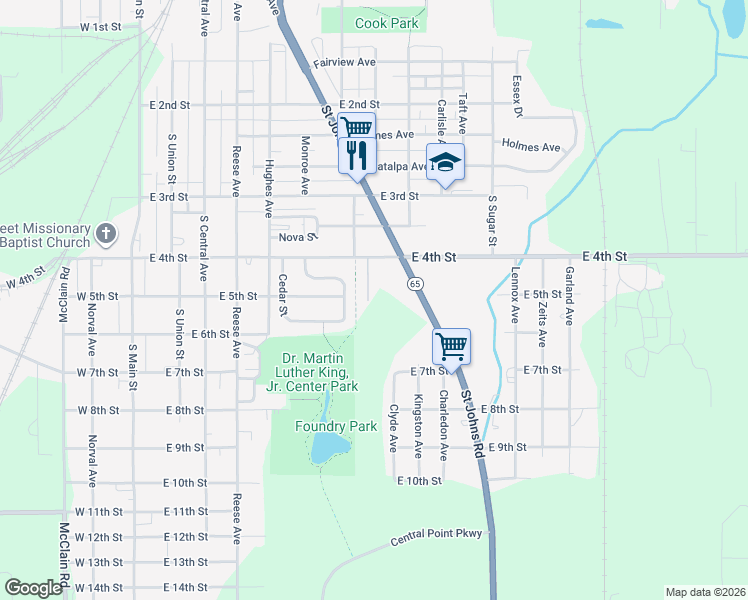 map of restaurants, bars, coffee shops, grocery stores, and more near 1510 Saint Johns Road in Lima