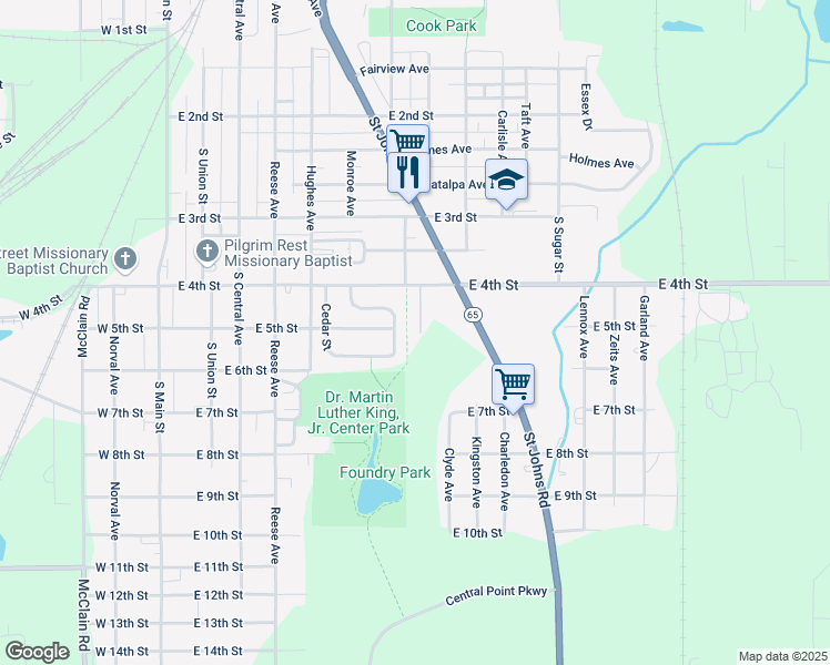 map of restaurants, bars, coffee shops, grocery stores, and more near 1351 Chestnut Street in Lima