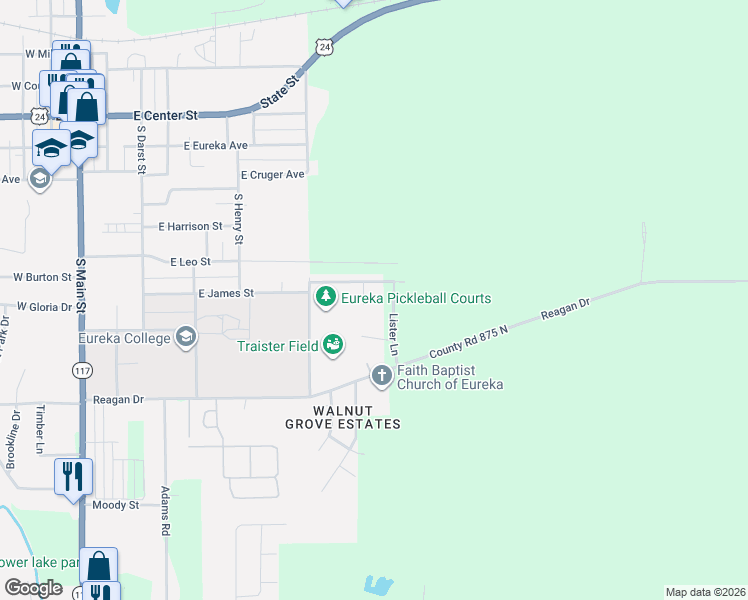 map of restaurants, bars, coffee shops, grocery stores, and more near 959 James Street in Eureka