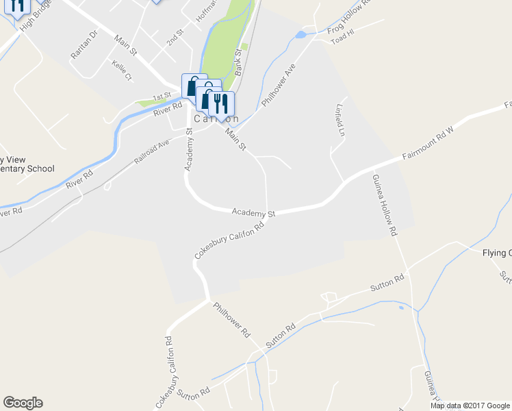 map of restaurants, bars, coffee shops, grocery stores, and more near 3 Main Street in Califon