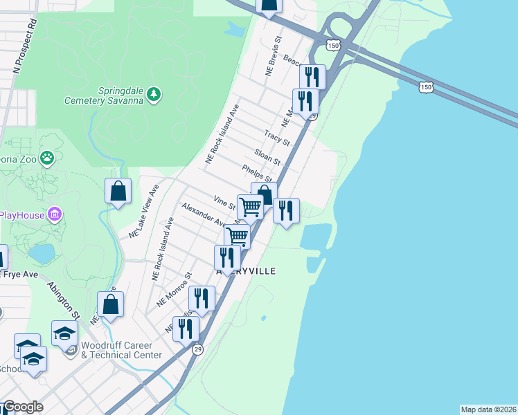 map of restaurants, bars, coffee shops, grocery stores, and more near 402 Fairholm Avenue in Peoria