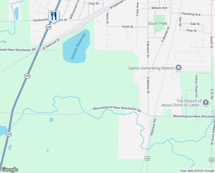 map of restaurants, bars, coffee shops, grocery stores, and more near in Galion