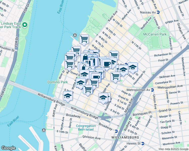 map of restaurants, bars, coffee shops, grocery stores, and more near in Brooklyn