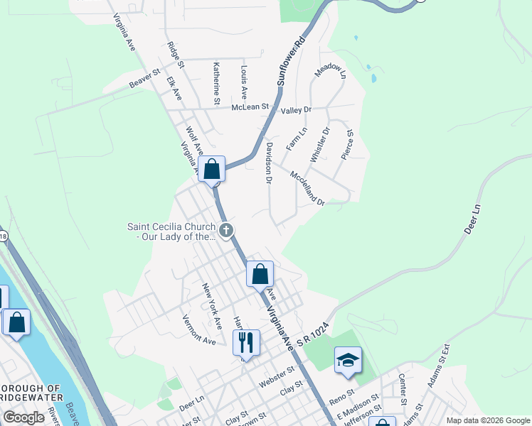 map of restaurants, bars, coffee shops, grocery stores, and more near 597 Davidson Drive in Rochester