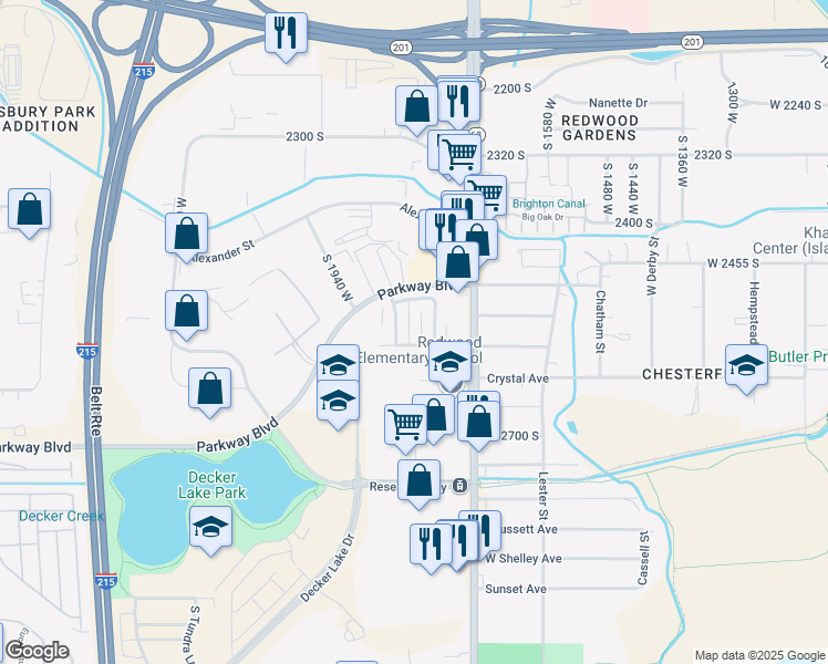 map of restaurants, bars, coffee shops, grocery stores, and more near 2546 LakeCrest Street in Salt Lake City