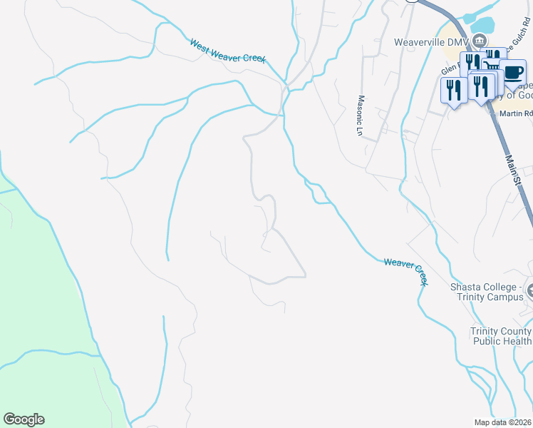 map of restaurants, bars, coffee shops, grocery stores, and more near 1600 Timber Ridge Road in Weaverville