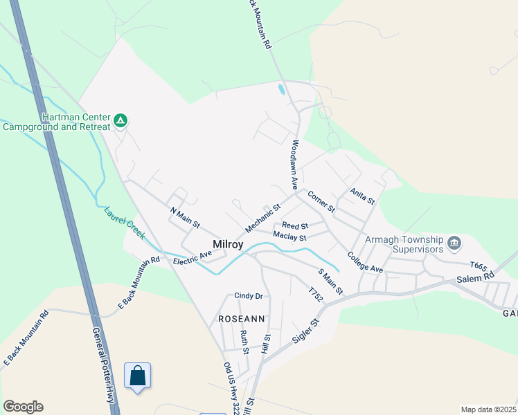 map of restaurants, bars, coffee shops, grocery stores, and more near 71 Mechanic Street in Milroy