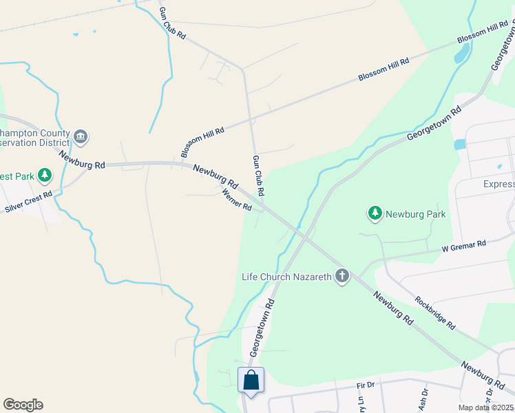 map of restaurants, bars, coffee shops, grocery stores, and more near 3026 Werner Road in Nazareth