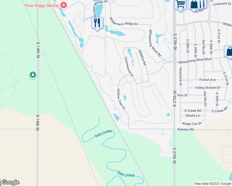 map of restaurants, bars, coffee shops, grocery stores, and more near 9520 Hollow Tree Drive in Lincoln