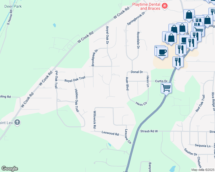 map of restaurants, bars, coffee shops, grocery stores, and more near 1572 Pine Grove Court in Mansfield
