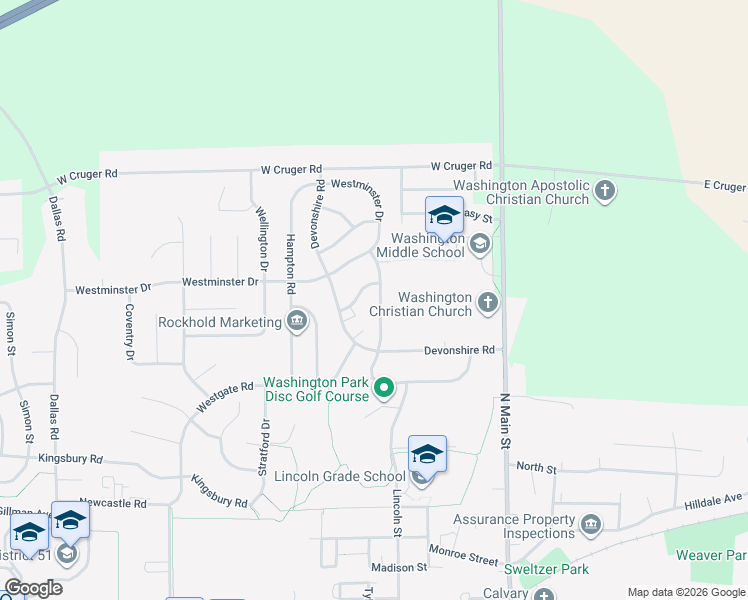 map of restaurants, bars, coffee shops, grocery stores, and more near 1102-1104 Cambridge Dr in Washington
