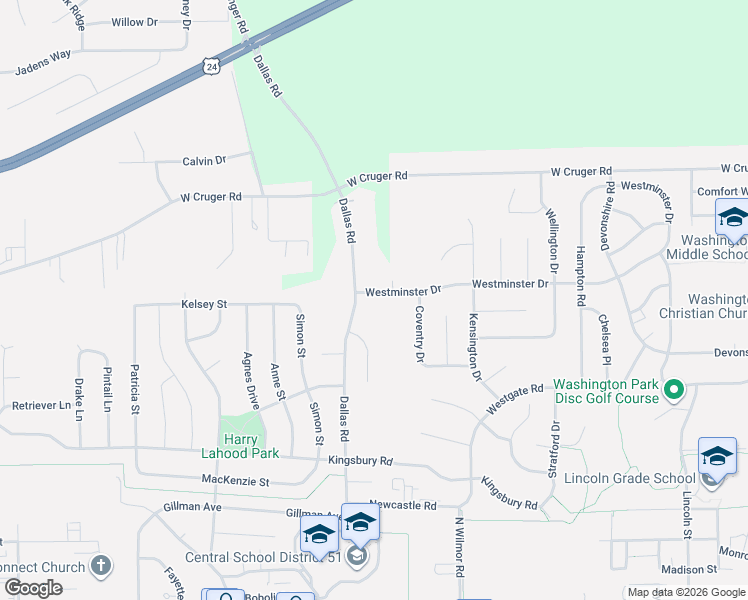 map of restaurants, bars, coffee shops, grocery stores, and more near 605 Westminster Drive in Washington