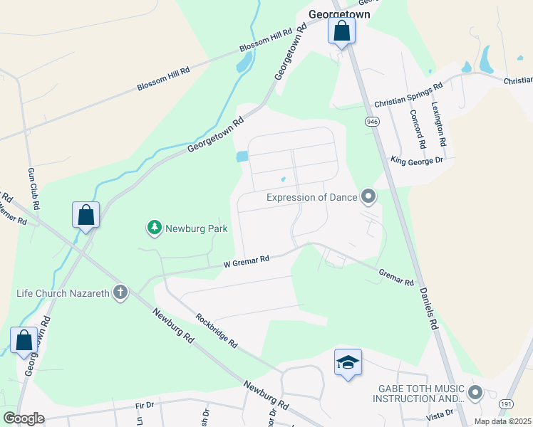 map of restaurants, bars, coffee shops, grocery stores, and more near 4485 Whitetail Drive in Nazareth