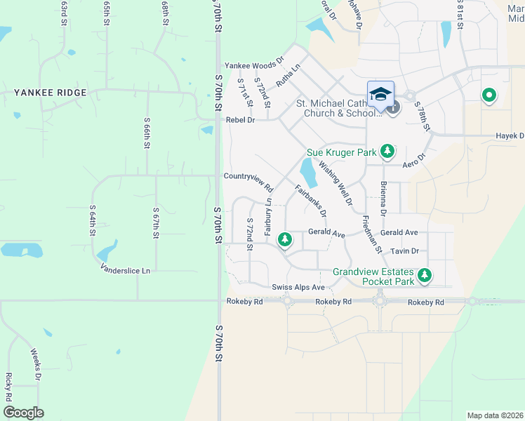 map of restaurants, bars, coffee shops, grocery stores, and more near 9500 Fairbury Lane in Lincoln
