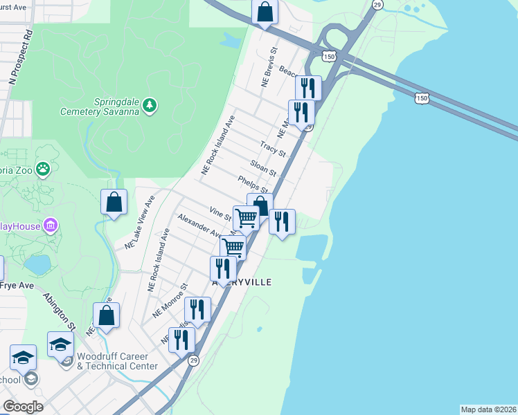 map of restaurants, bars, coffee shops, grocery stores, and more near 402 Fairholm Ave in Peoria