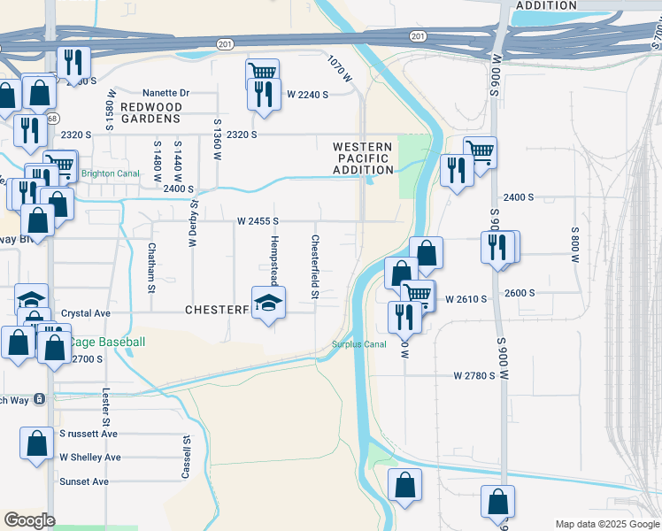 map of restaurants, bars, coffee shops, grocery stores, and more near 1136 Elba Avenue in West Valley City