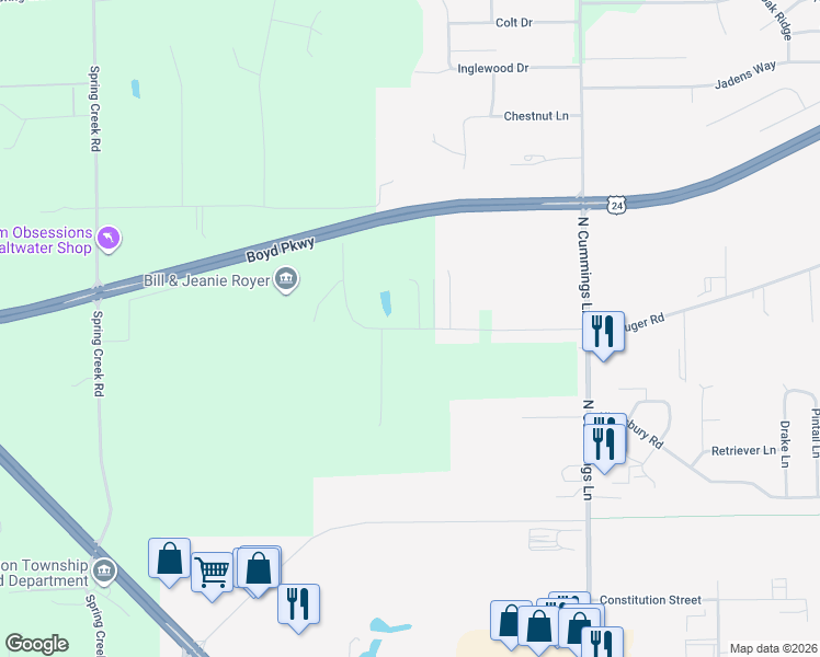 map of restaurants, bars, coffee shops, grocery stores, and more near 1972 West Cruger Road in Washington