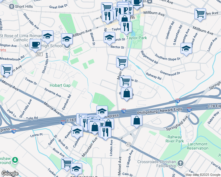 map of restaurants, bars, coffee shops, grocery stores, and more near 30 Mechanic Street in Essex County