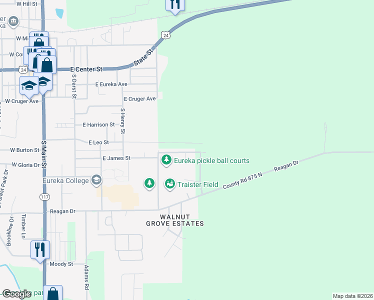 map of restaurants, bars, coffee shops, grocery stores, and more near 959 James Street in Eureka