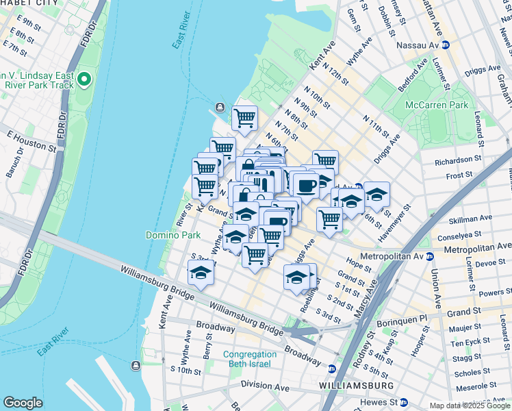 map of restaurants, bars, coffee shops, grocery stores, and more near in Brooklyn
