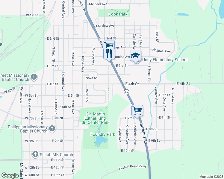 map of restaurants, bars, coffee shops, grocery stores, and more near 760 East 4th Street in Lima