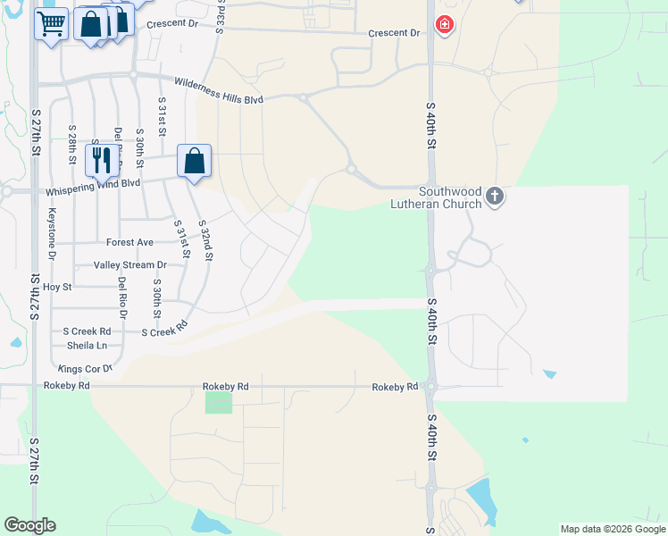 map of restaurants, bars, coffee shops, grocery stores, and more near 9025 South 40th Street in Lincoln