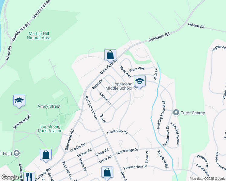 map of restaurants, bars, coffee shops, grocery stores, and more near 3 Windsor Lane in Phillipsburg