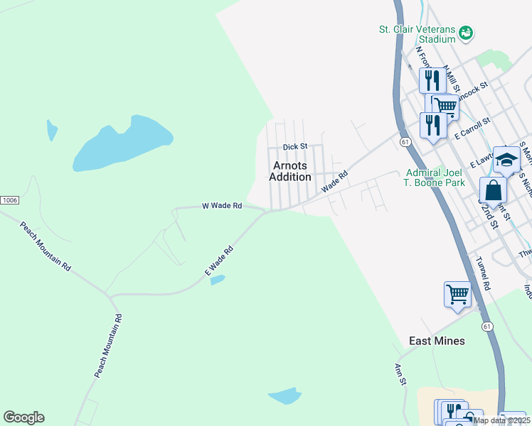 map of restaurants, bars, coffee shops, grocery stores, and more near 901 West Wade Road in Pottsville