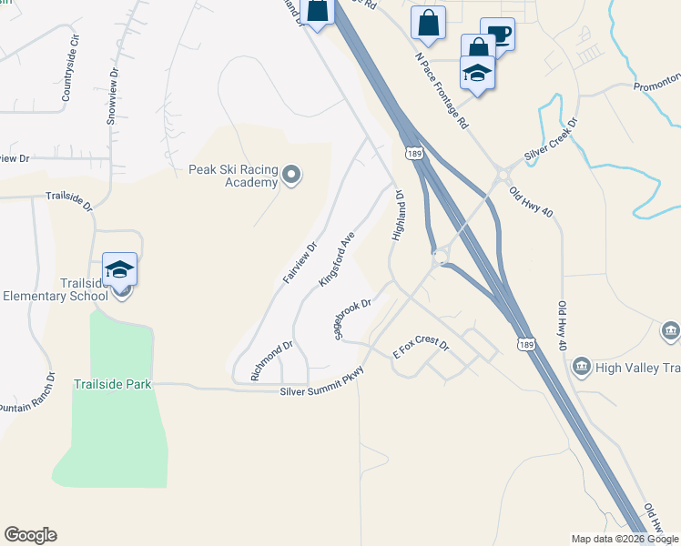 map of restaurants, bars, coffee shops, grocery stores, and more near 5920 Kingsford Avenue in Park City