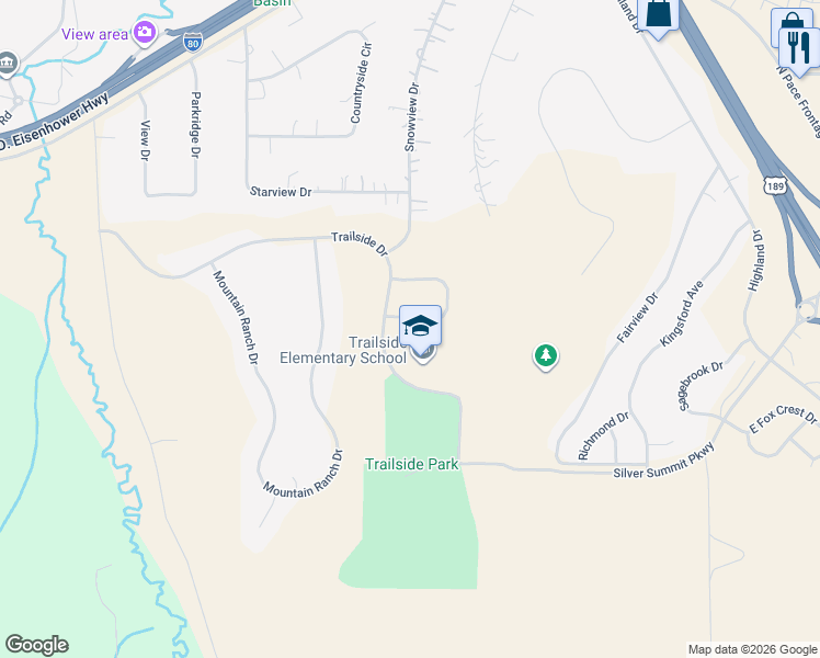 map of restaurants, bars, coffee shops, grocery stores, and more near 5880 Trailside Loop in Park City