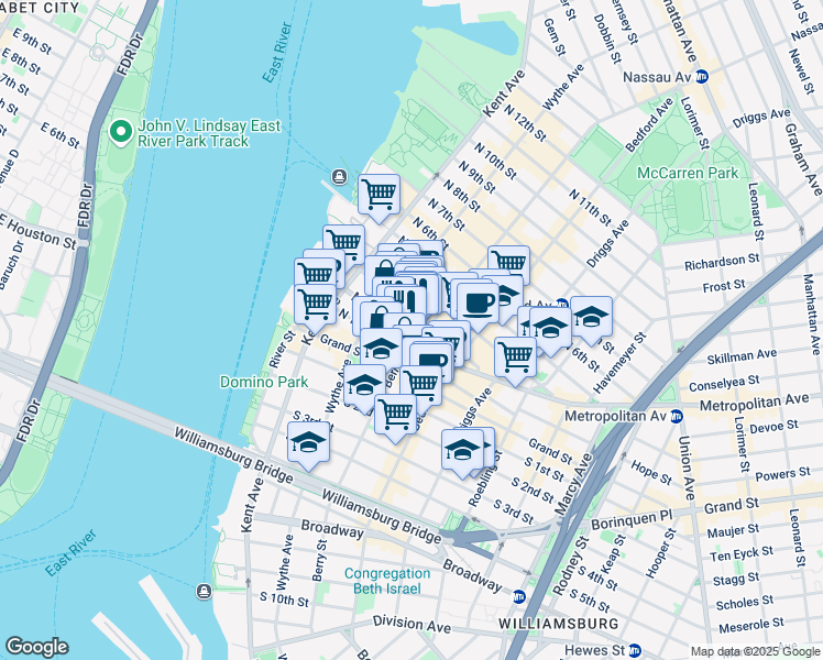 map of restaurants, bars, coffee shops, grocery stores, and more near in Brooklyn