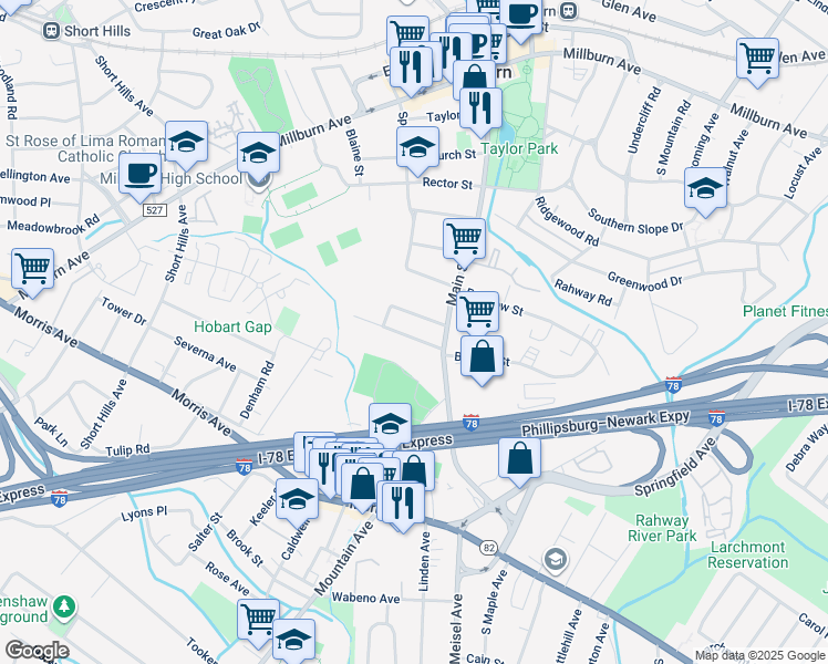 map of restaurants, bars, coffee shops, grocery stores, and more near 30 Mechanic Street in Essex County