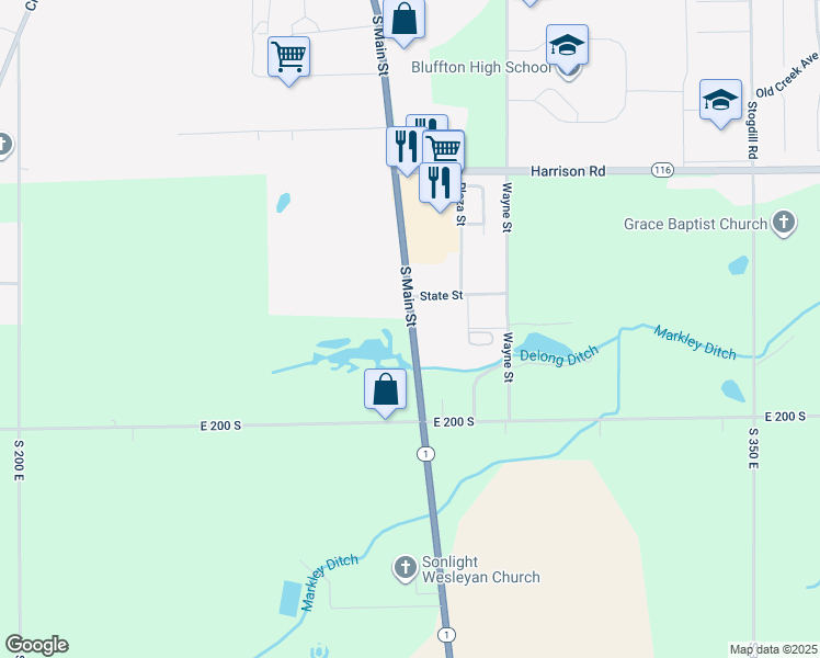 map of restaurants, bars, coffee shops, grocery stores, and more near in Bluffton