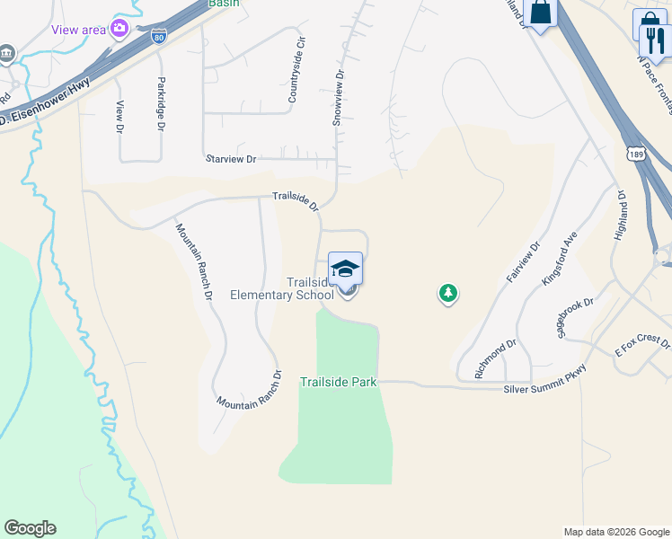 map of restaurants, bars, coffee shops, grocery stores, and more near 5880 Trailside Loop in Park City