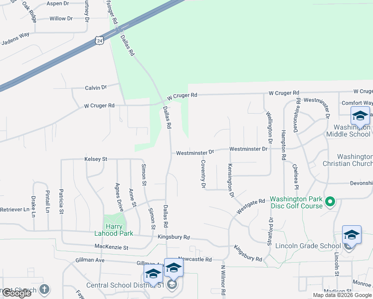 map of restaurants, bars, coffee shops, grocery stores, and more near 605 Westminster Drive in Washington