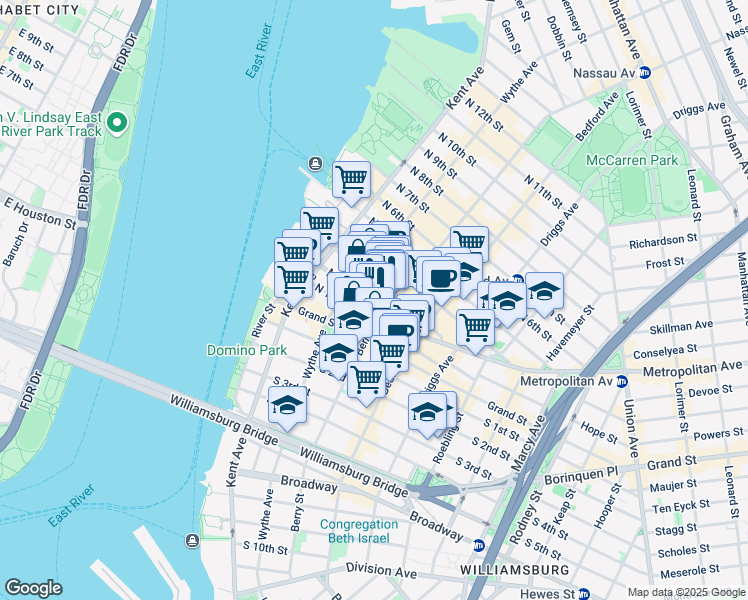 map of restaurants, bars, coffee shops, grocery stores, and more near in Brooklyn