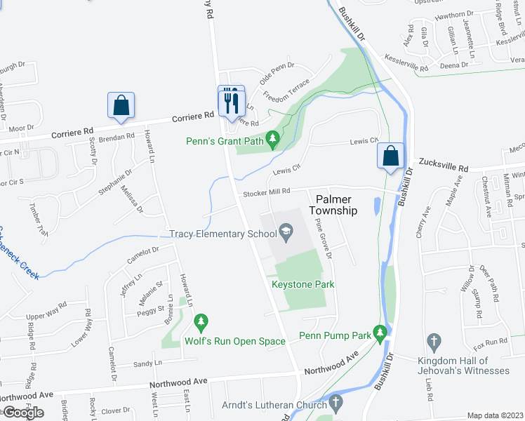 map of restaurants, bars, coffee shops, grocery stores, and more near 34 Lewis Street in Easton