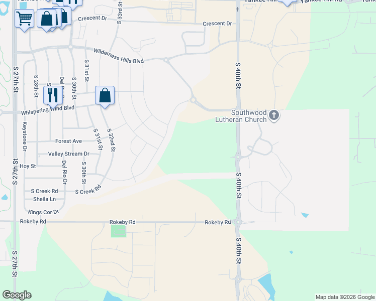 map of restaurants, bars, coffee shops, grocery stores, and more near 9025 South 40th Street in Lincoln