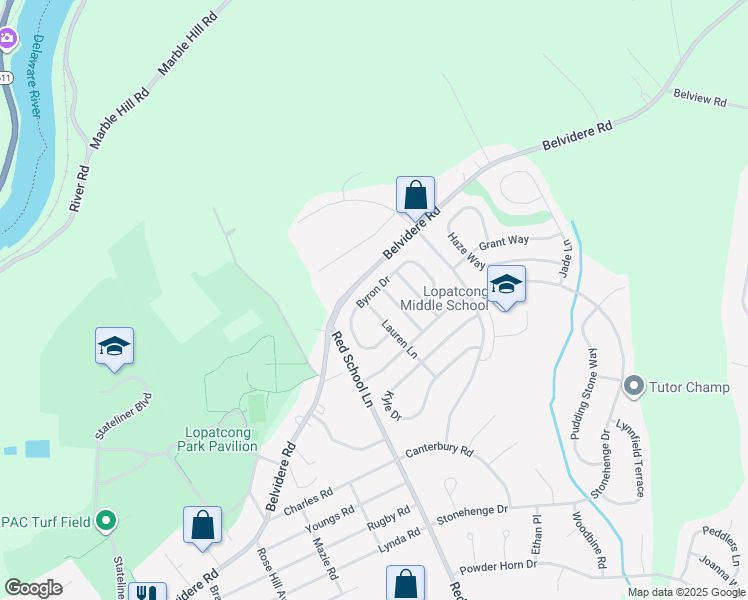 map of restaurants, bars, coffee shops, grocery stores, and more near 18 Lauren Drive in Phillipsburg