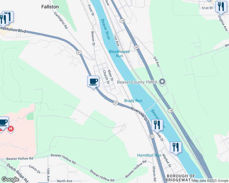 map of restaurants, bars, coffee shops, grocery stores, and more near 208 Beaver Street in New Brighton