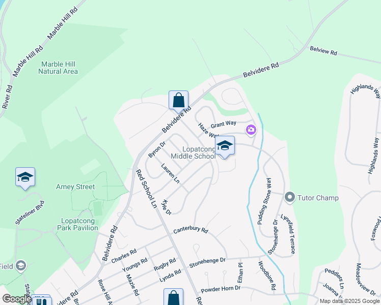 map of restaurants, bars, coffee shops, grocery stores, and more near 3 Windsor Lane in Phillipsburg