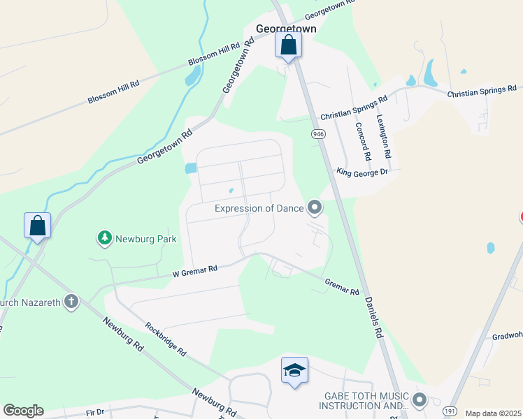 map of restaurants, bars, coffee shops, grocery stores, and more near 4442 Whitetail Drive in Nazareth