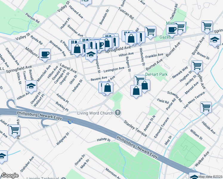 map of restaurants, bars, coffee shops, grocery stores, and more near 1800 Burnet Avenue in Union