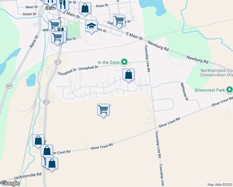 map of restaurants, bars, coffee shops, grocery stores, and more near 264 Magnolia Court in Bath